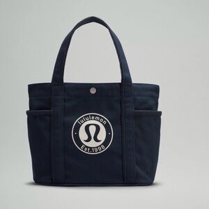 Lululemon Black and White Canvas Tote